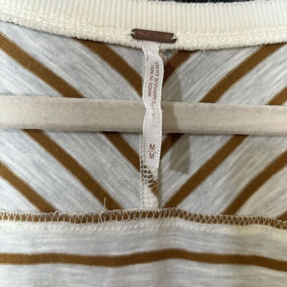 Free People Top Womens Medium Multicolor Stripe Scoop Neck Cotton Crochet Sleeve - Picture 7 of 9